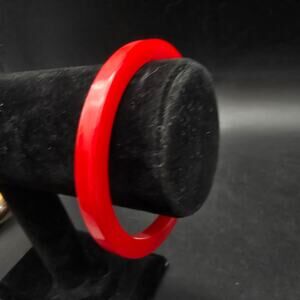 Red Bakelite Bangle Bracelet Vintage Plastic Costume Jewelry